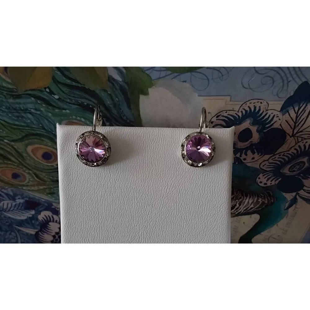 New~Gorgeous Aurora Borealis Austrian Crystal Rondelle Leverback Earrings